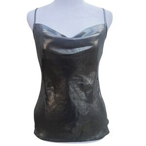 Express Y2K Shimmer Satin Grey Top Women's Size Medium